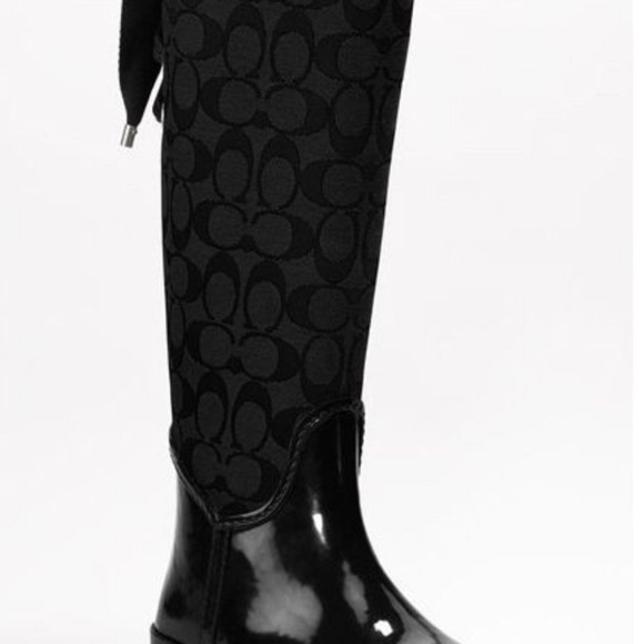 Coach Tristee Signature Logo Lace Up Rain Boots - Picture 5 of 6